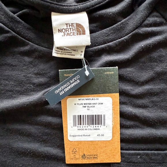 NWT The North Face Westbrae Knit Crew 1X Black Hiking Layering Top Fall Outdoor - Picture 6 of 10